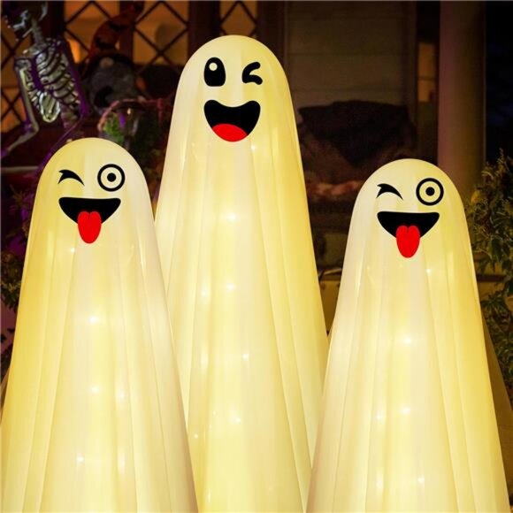 Halloween Ghost Decorations, 2 Pcs Light Up Ghost Kit, Cute Ghost Decoration - Picture 3 of 7